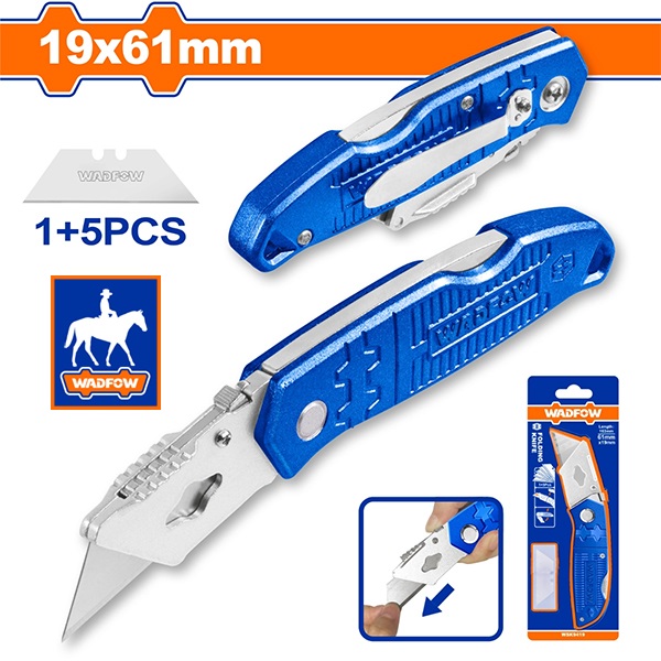 Dao rọc cáp Dao rọc giấy Dao xếp gọn đa năng Dao gấp sinh tồn Kèm 6 lưỡi dao có móc kẹp Wadfow WSK9419
