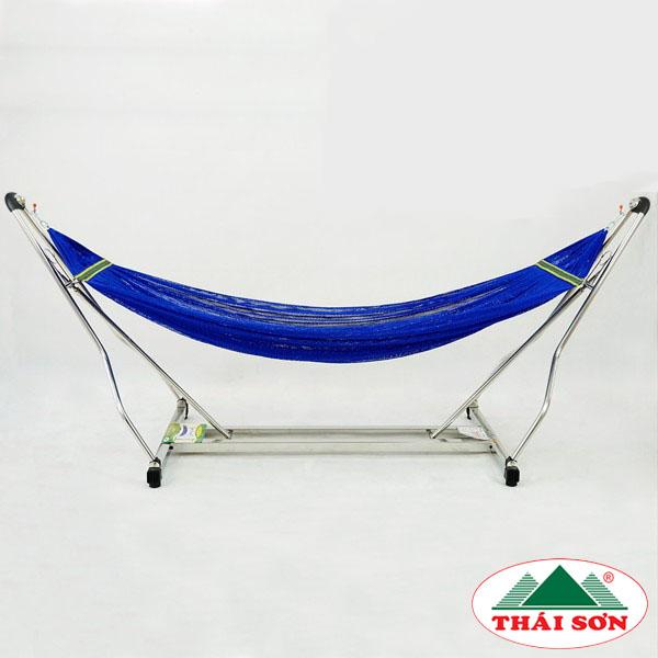 Bộ Khung Võng Xếp THÁI SƠN Ống Vuông (Chất Liệu Inox) + Võng Lưới Xanh Dương