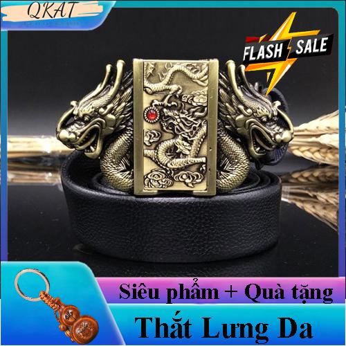 Thắt lưng da nam cao cấp-Da thật 100%- Dây da bật lửa khắc Rồng siêu đẹp-Bảo hành 1 đổi 1-dây nịt da nam-dây nịt nam-Có quà tặng