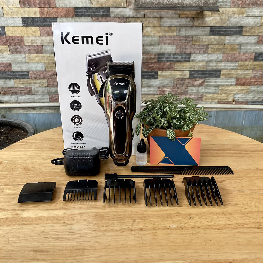 Tông đơ cắt tóc chuyên nghiệp Kemei KM-1990 lưỡi thép màn hình LCD Có thể điều chỉnh tốc độ cử | Lazada.vn