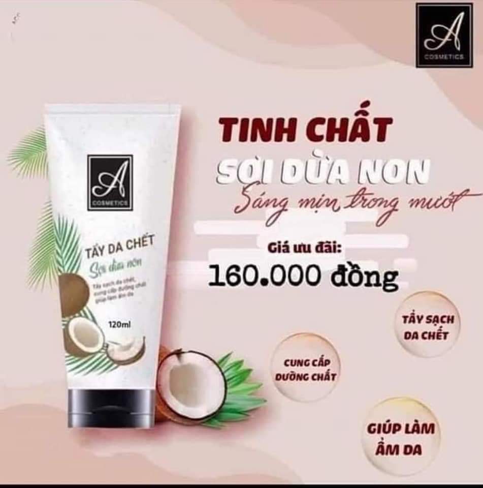 Tẩy da chết sợi dừa non A Cosmetic lớn 120g chính hãng