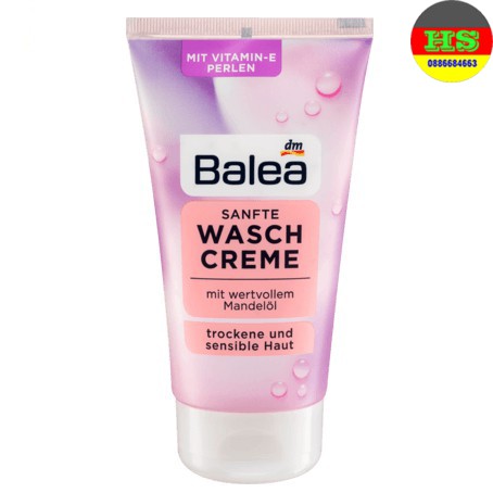Sữa rửa mặt balea sanfte waschcreme cho da khô và nhạy cảm, xách tay đức