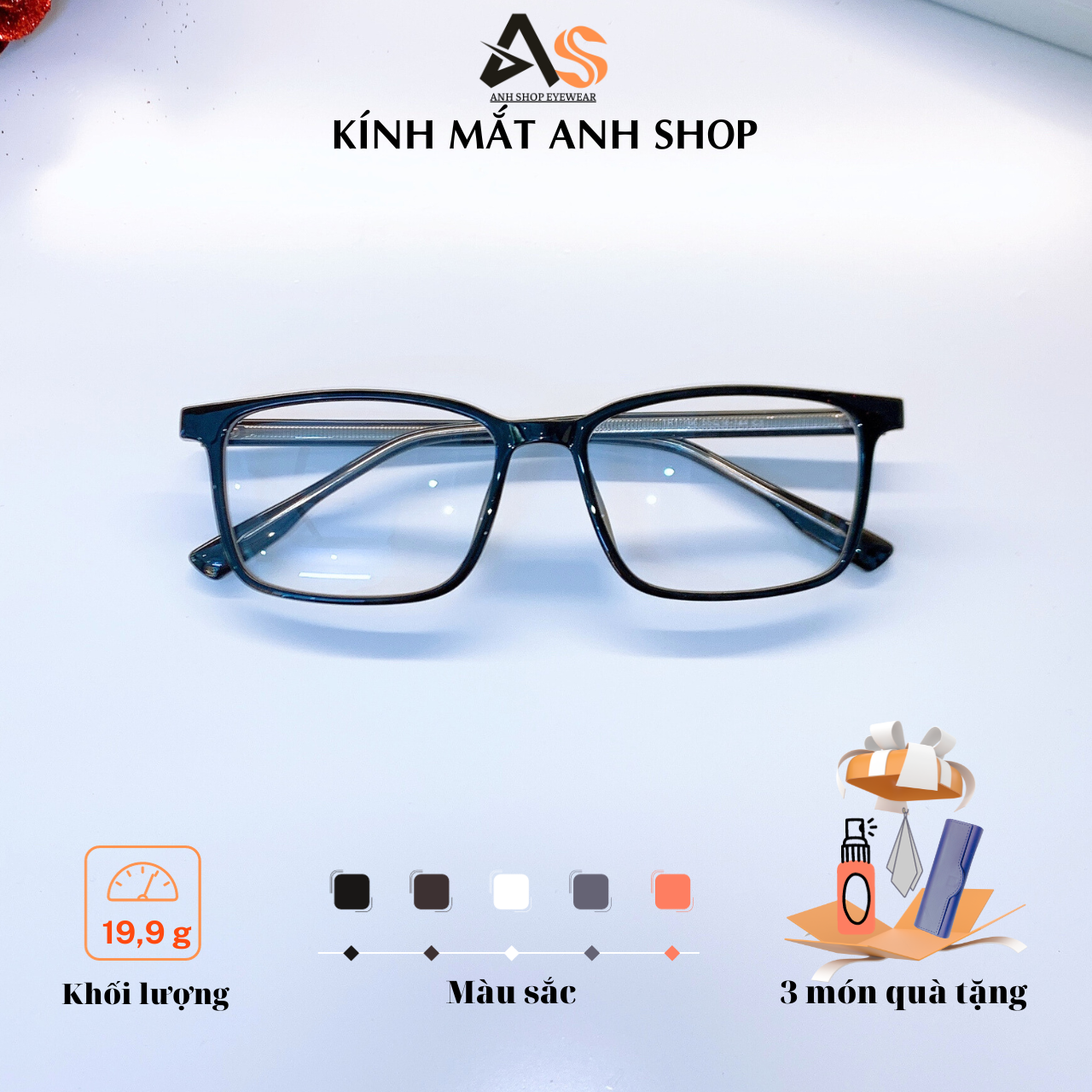 Kính vuông to thời trang nam nữ 17166A
