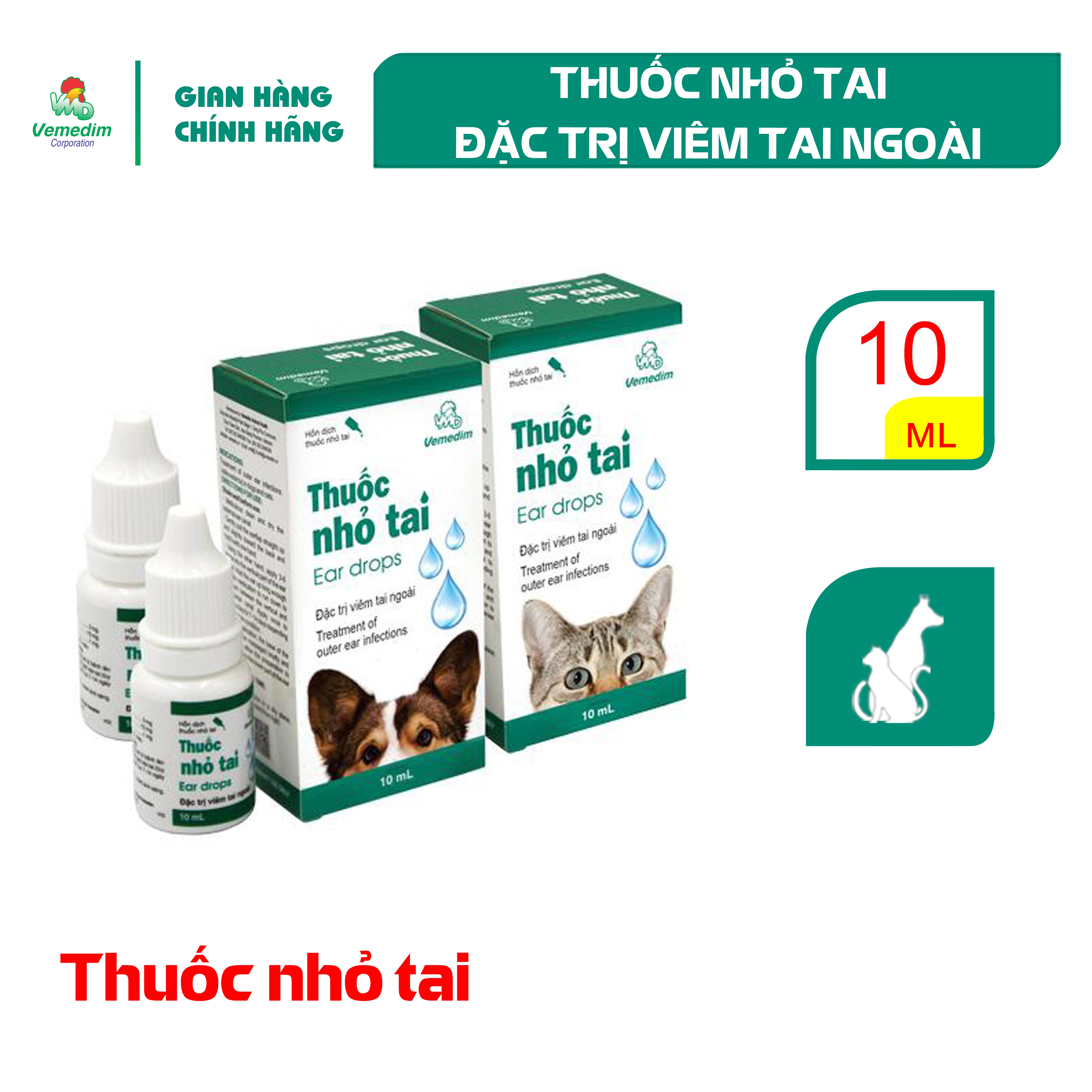"Hoàn tiền đến 10%" Vemedim Nhỏ tai chó, mèo, chai 10ml