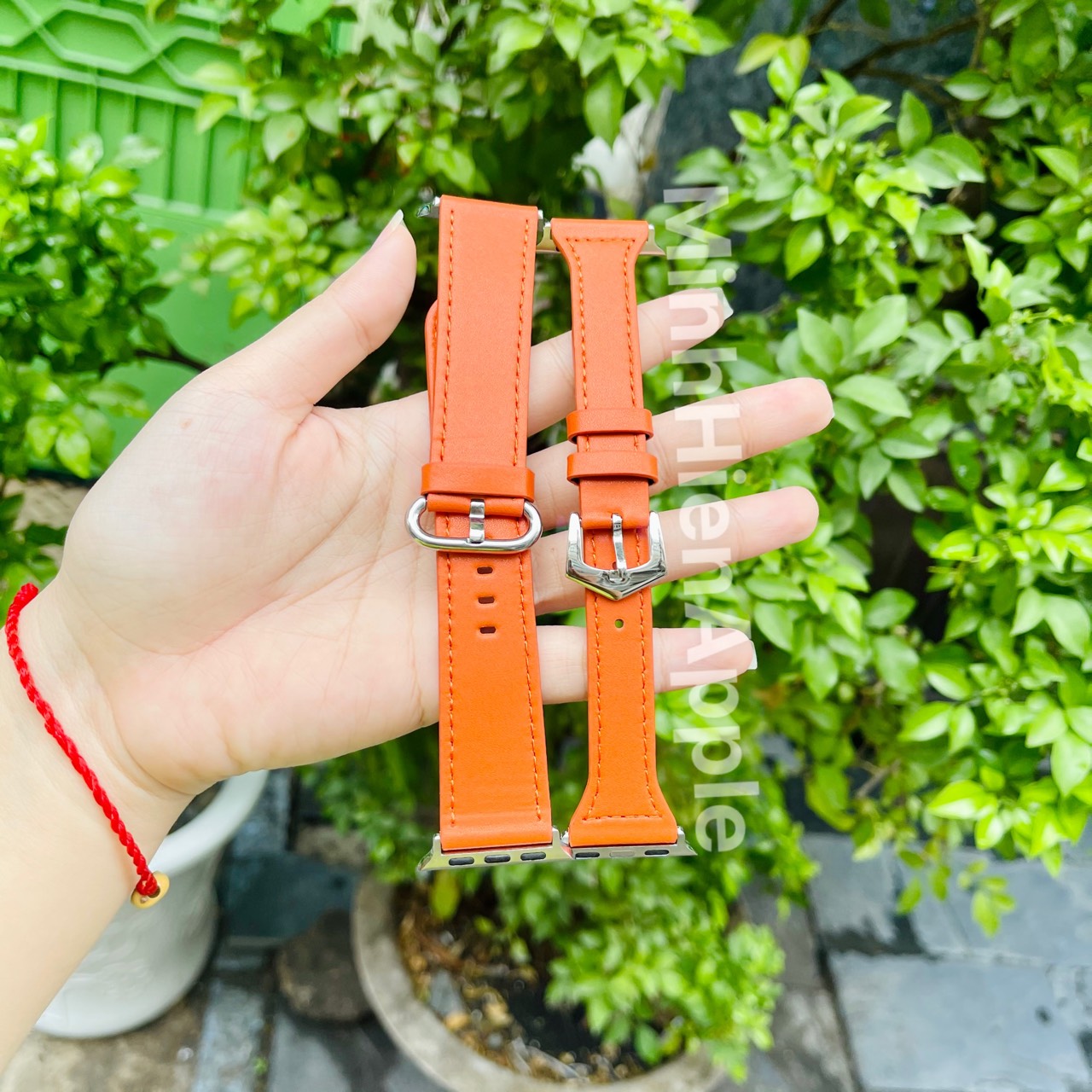 Dây da apple watch màu cam nổi bật hottrend 2021 size 38/40mm 42/44mm