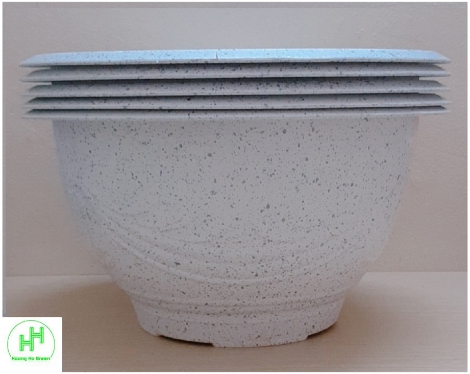 5 Chậu Nhựa Trồng Hoa, Cây Cảnh Giả Đá Trắng Trường Hải T38