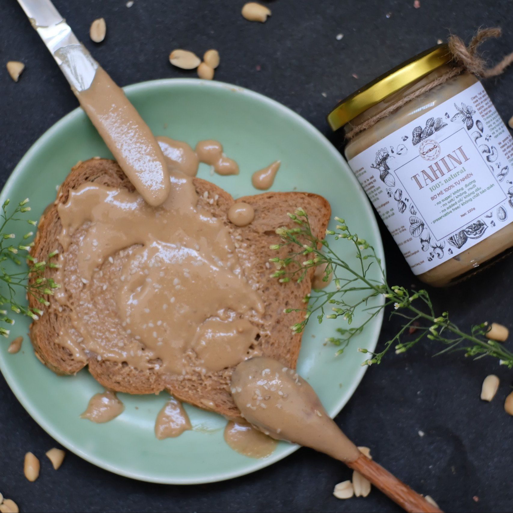 Bơ Mè Trắng Không Đường, Bơ Mè Trắng Ăn Kiêng, Eat clean, Bơ Mè Trắng Nguyên Chất - Tahini / Sesame butter - CHIÊNG FOOD - 500g/ 220g/120g