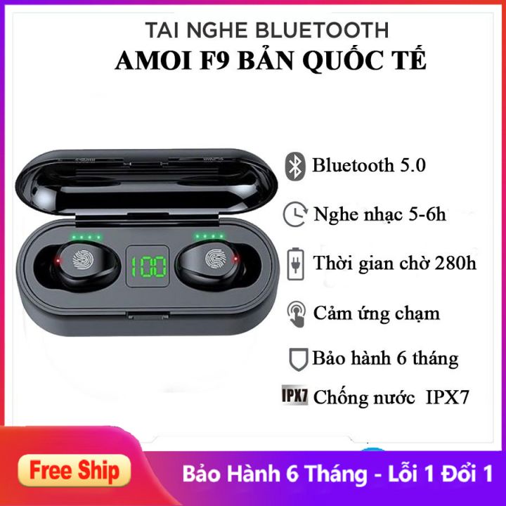 [ CHÍNH HÃNG ] Tai nghe Amoi F9 Pro ver5 2020 | Cảm biến chạm cảm ứng | Chất ấm tốt - Pin dung lượng cao | Tặng kèm 4 núm tai thay thế | Bảo hành 6 tháng | Tai nghe, tai nghe bluetooth, tai nghe amoi f9