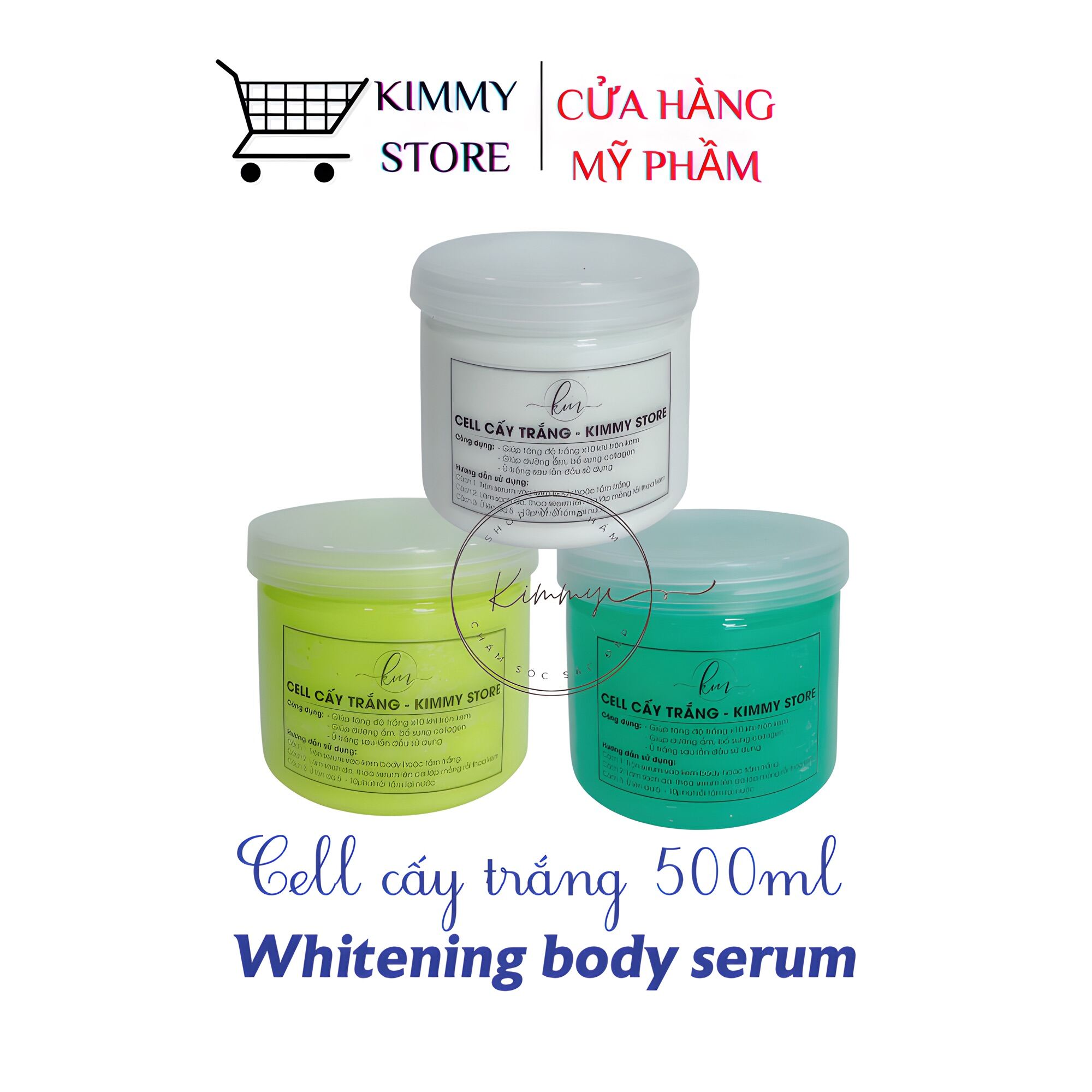 Lẻ hộp 500g cell cấy trắng màu xanh ngọc - whitening body serum