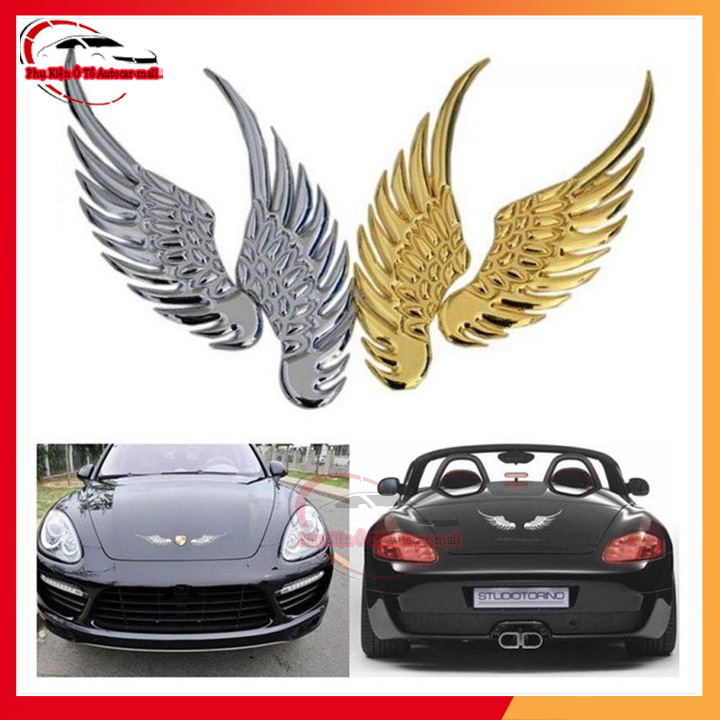 Bộ 2 cánh chim ưng 3d dán logo ô tô xe hơi, logo cánh chim dán nắp capo xe ô tô hình cánh chim, tạo điểm nhấn cho xe hơi
