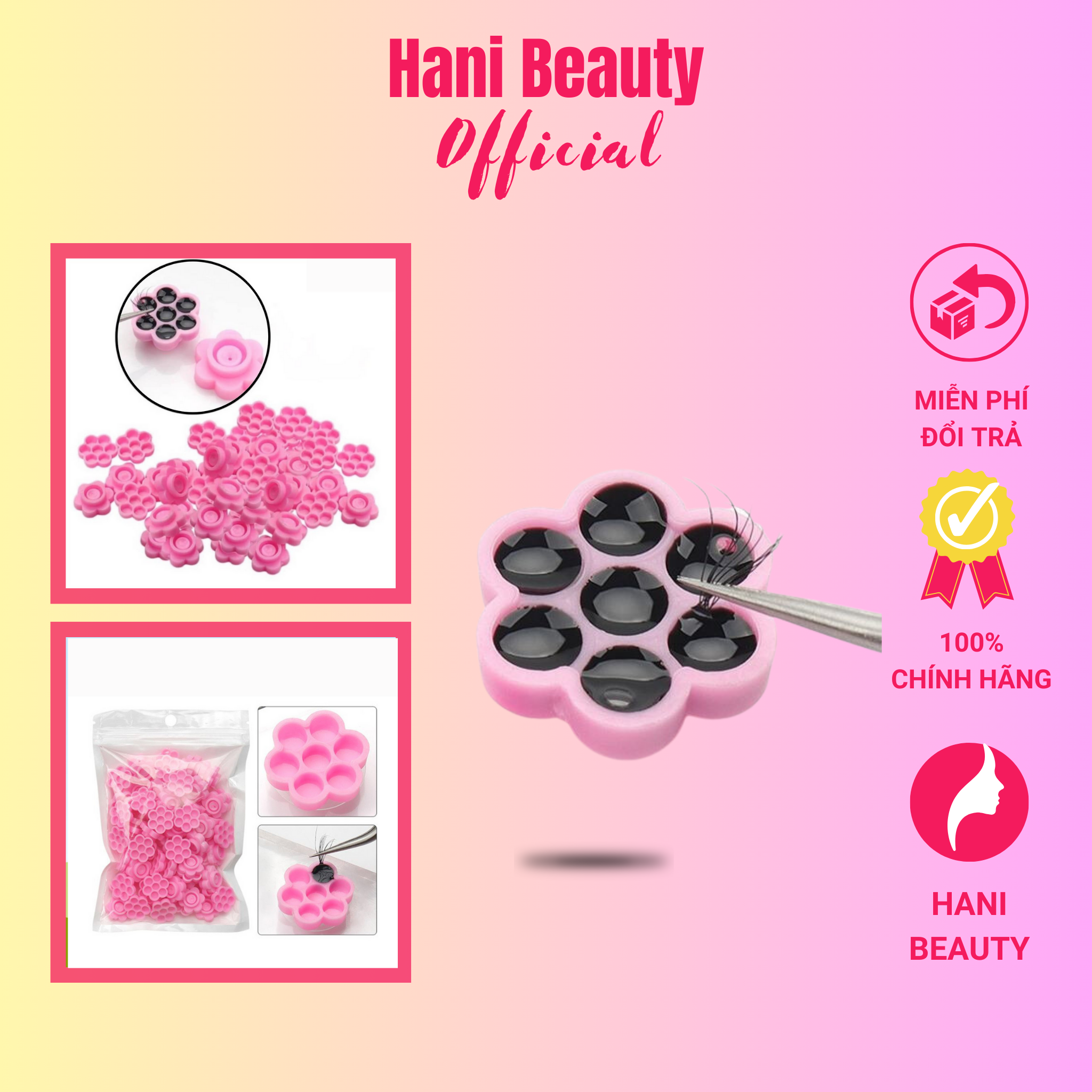 Nút đựng keo hoa mai 6 cánh mẫu mới - 1 túi 100 nút - hani beauty