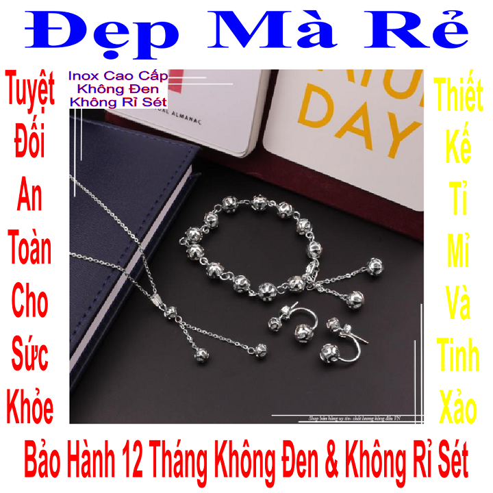 Bộ trang sức đẹp nhất kiểu trái châu rỗng xinh xắn - Giá bán trên = 3 món như hình - Cam kết 1 đổi 1 nếu hoen , gỉ sét