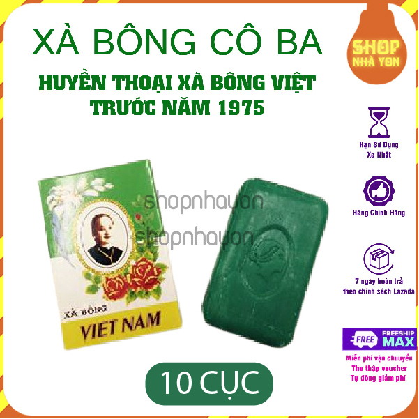 Combo 10 cục xà bông cục Cô Ba Sài Gòn Xà phòng tắm thơm Việt Nam