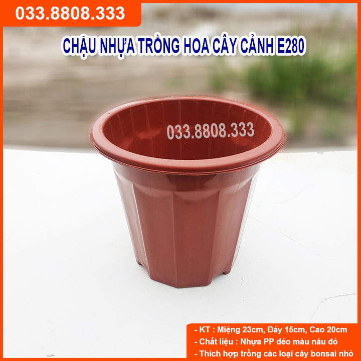 10 chậu nhựa nâu trồng cây e280 - chậu bền đẹp
