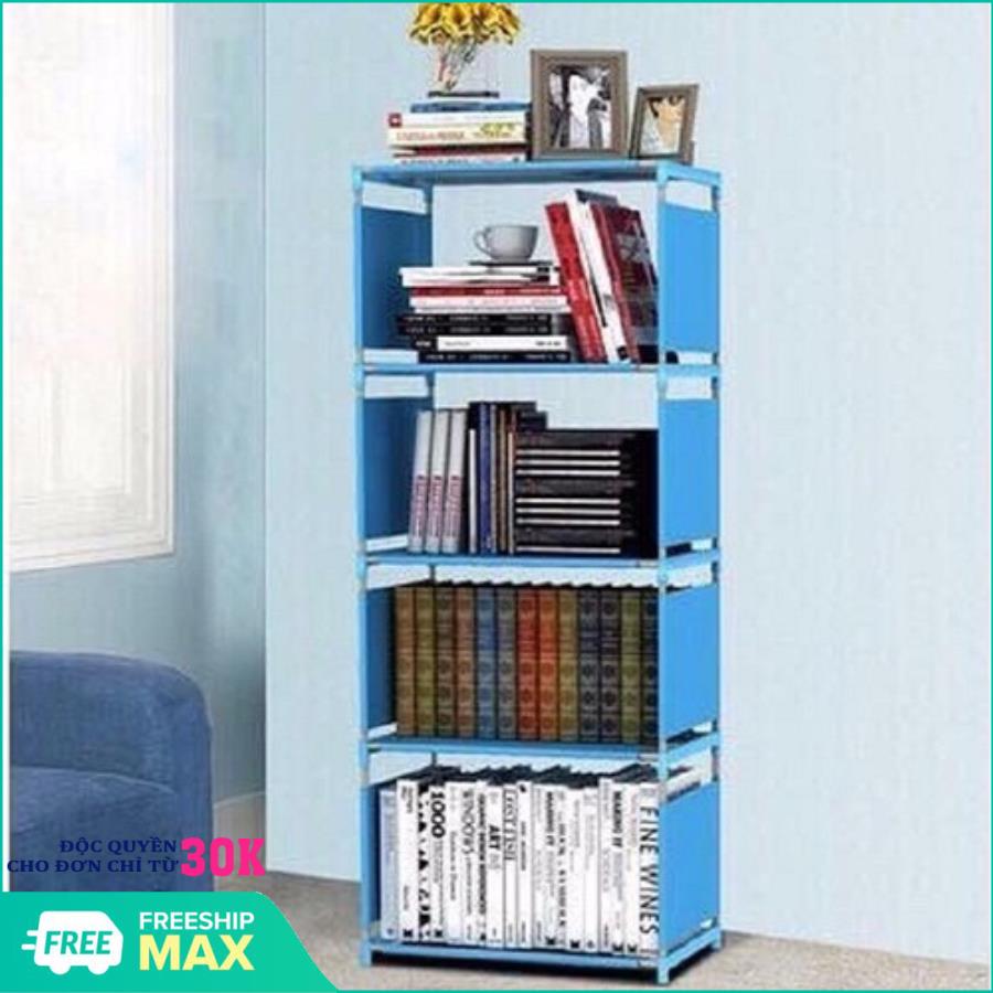 Kệ sách lắp ghép 5 tầng 4 ngăn siêu chắc chắn, kệ sách nhựa 5 tầng lắp ghép giá rẻ