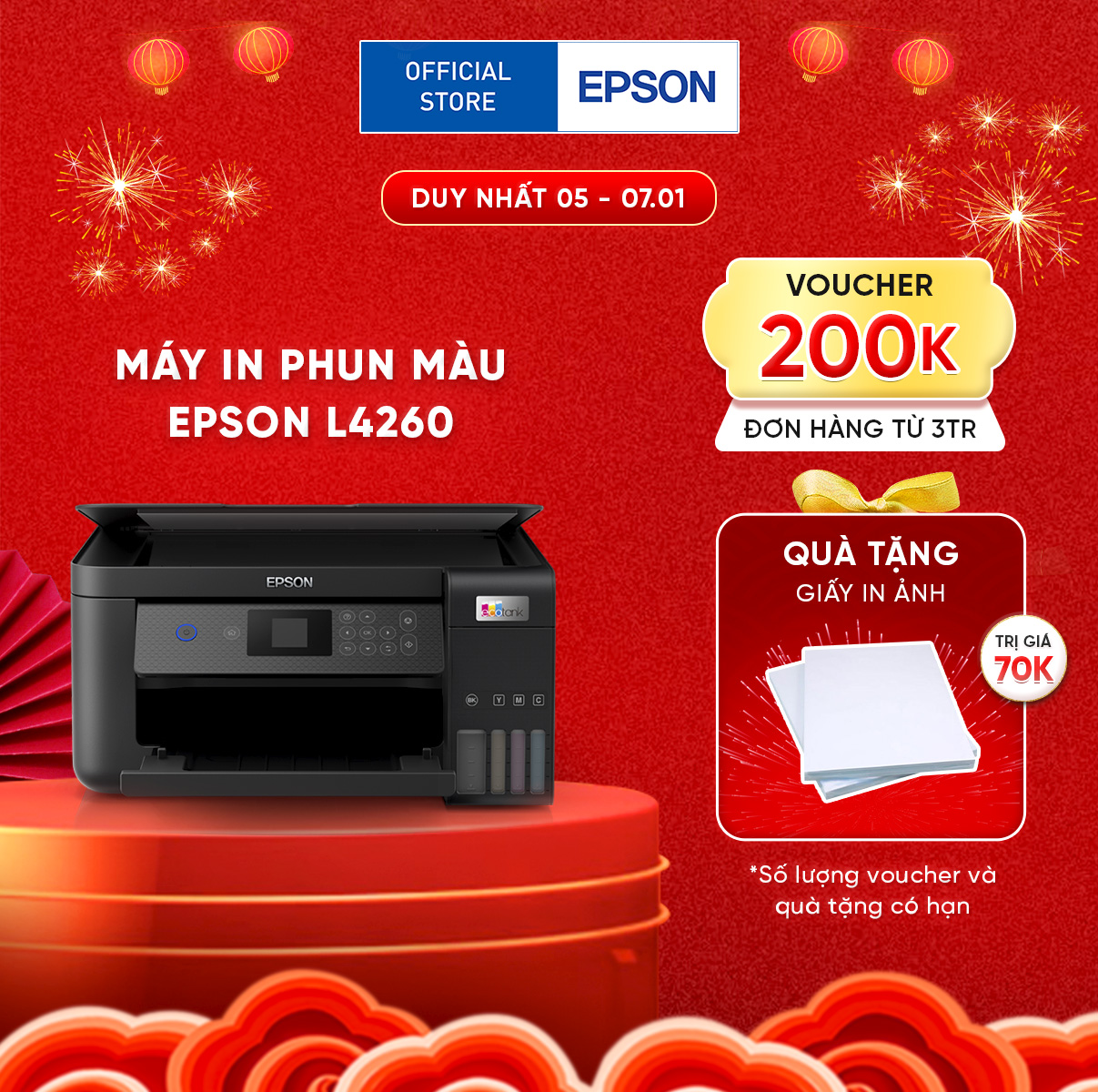 Máy in phun màu Epson EcoTank L4260 in 2 mặt thiết kế nhỏ gọn hiện đại