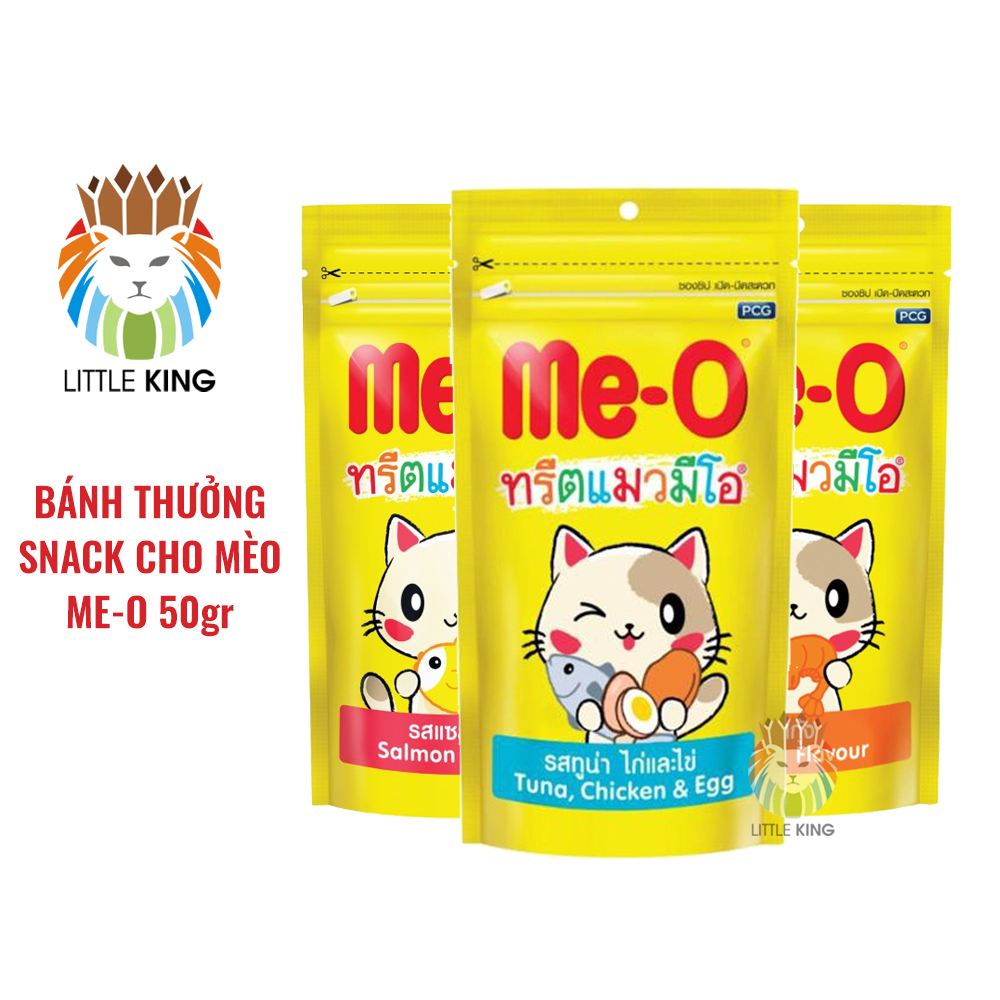 Bánh thưởng cho mèo Me-o gói 50gr, Snack cho mèo bổ sung dinh dưỡng Little King pet shop