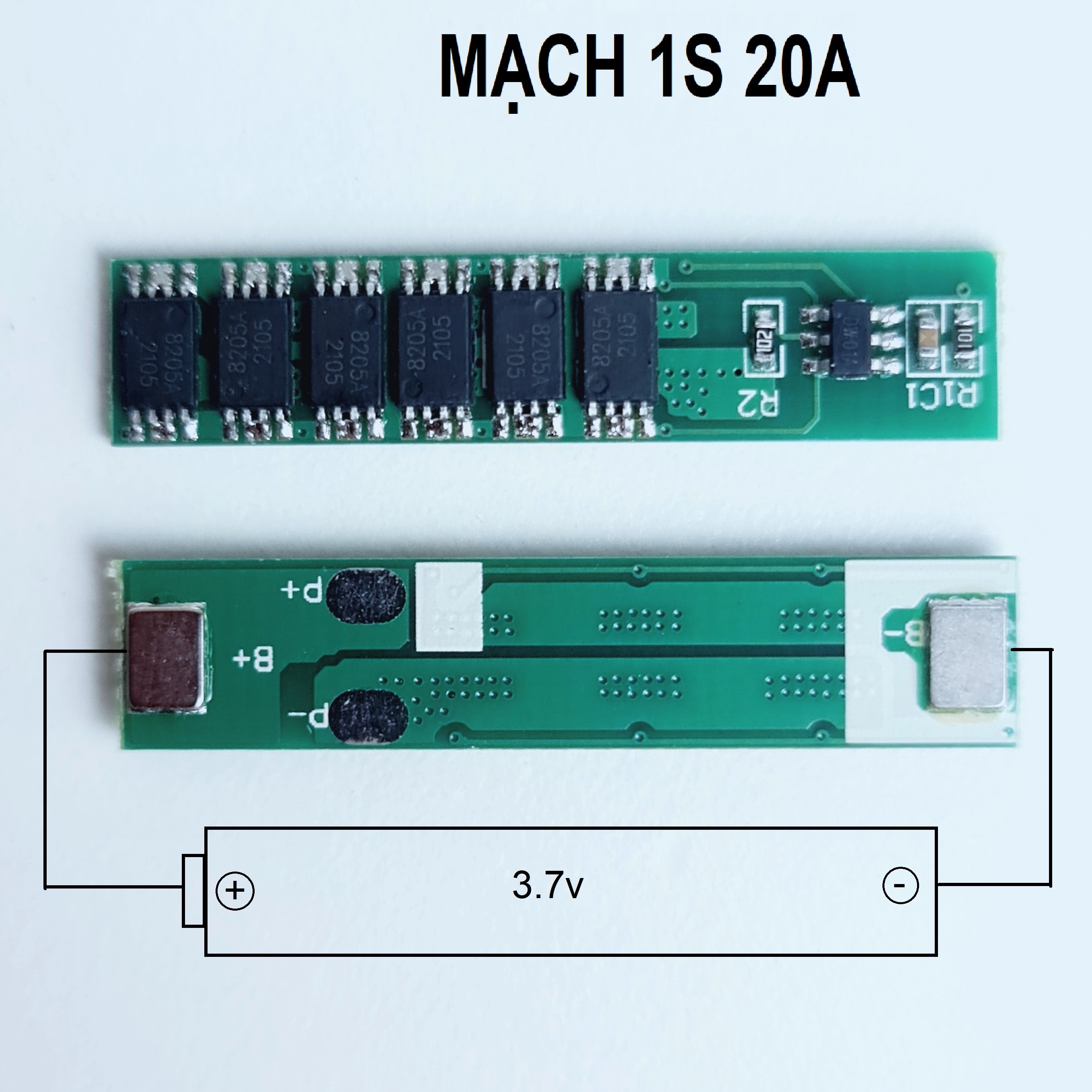 Mạch 1S Xả cao 20A. Mạch bảo vệ sạc xả tự ngắt cho cell pin Lithium Li-ion 18650/26650 3.7V - 4.2V D&ograve;ng xả cao D&ugrave;ng đ&oacute;ng pin cho loa, đ&egrave;n, quạt... Được đ&oacute;ng sẵn kẽm h&agrave;n v&agrave;o cell pin