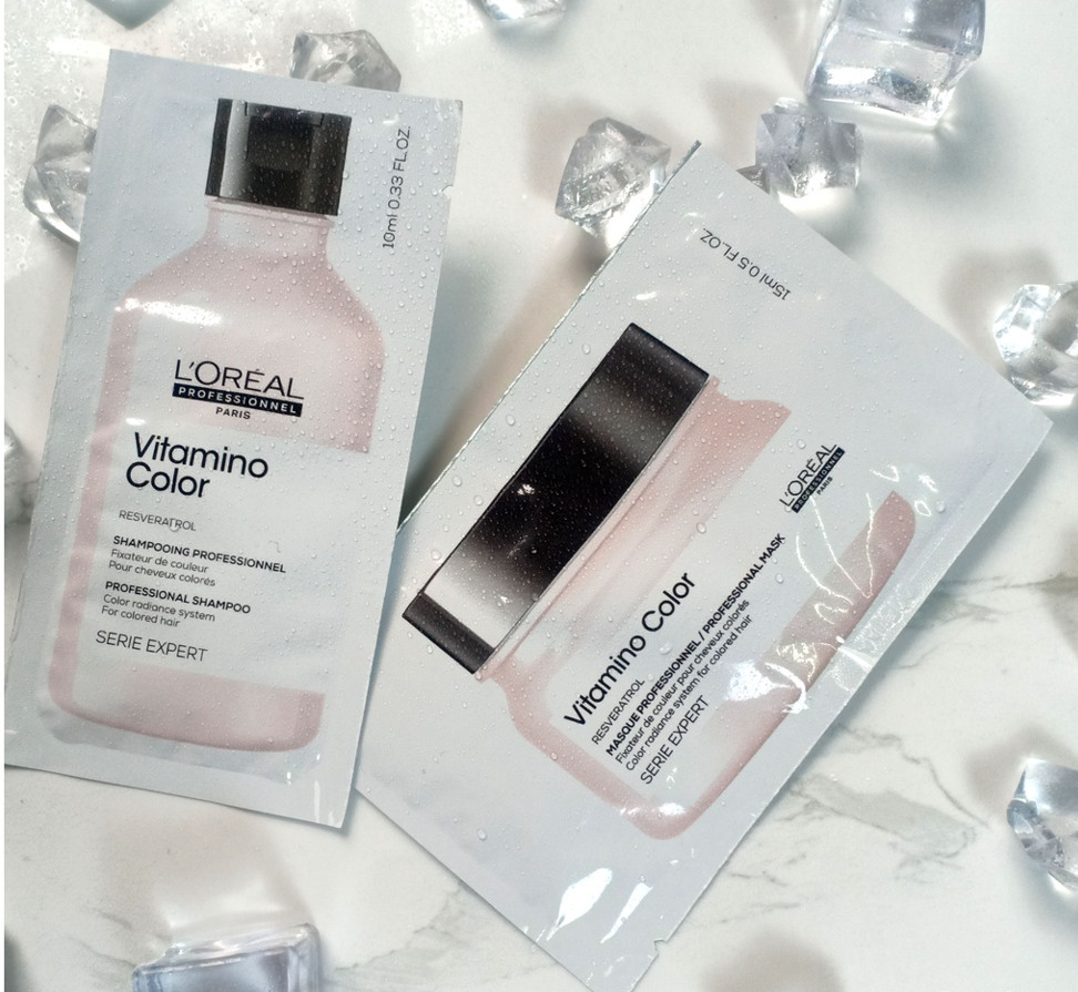 Combo dầu gội và hấp dầu giữ màu tóc nhuộm L'Oreal Vitamino Color 10ml I 15ml