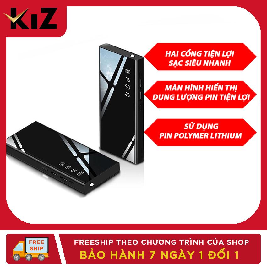 Free vận chuyển. Giá Sỉ Sạc dự phòng thông minh KIZ MART, tiện lợi, 2 cổng sạc nhanh cho tất cả các loại máy ,Dung lượng 12000mAh, Giá Sỉ