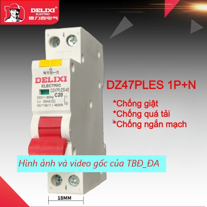 Aptomat chống giật delixi dz47ples mẫu thu gọn đa năng 3in1 loại 1p+n dòng cắt 4500a