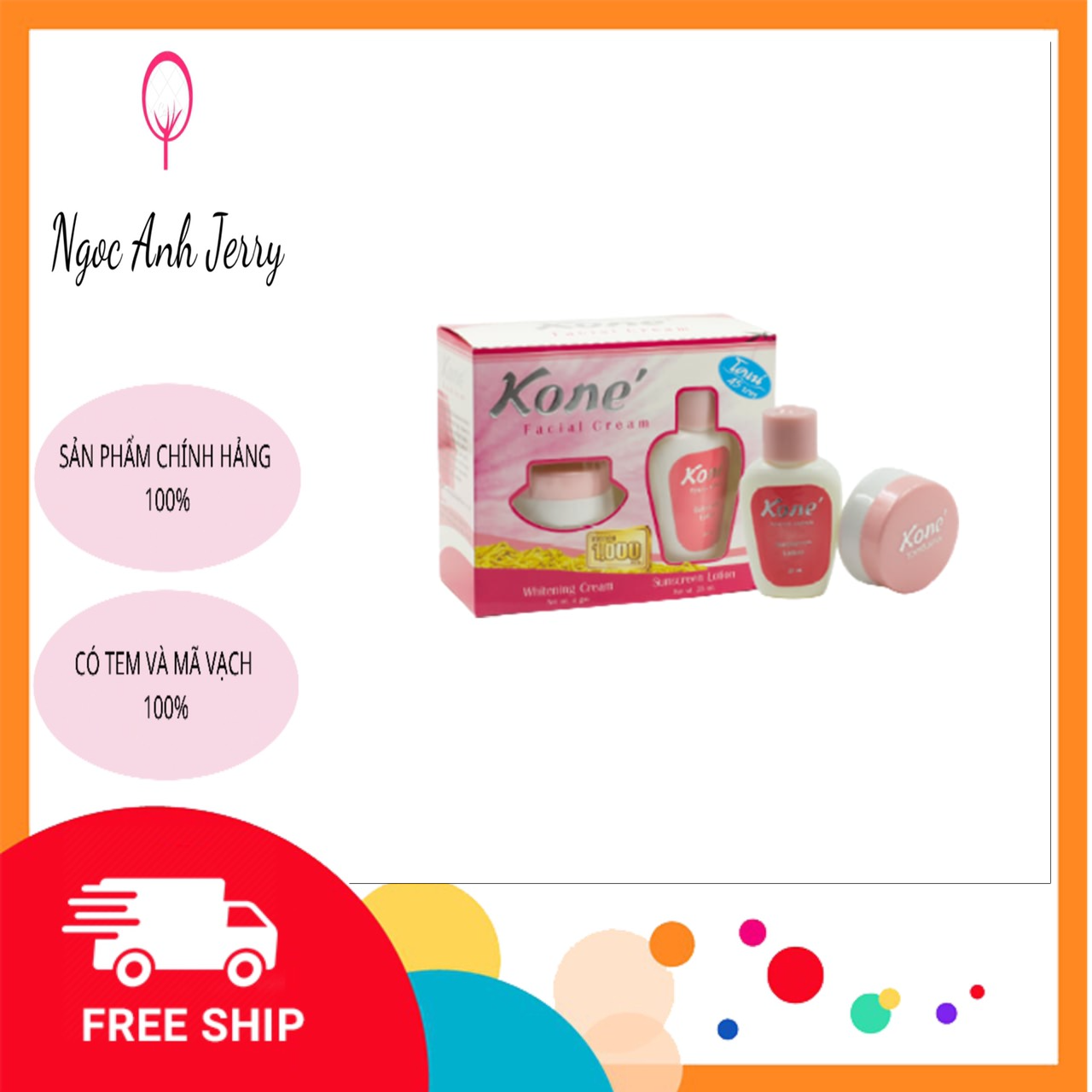 [Kem Kone Thái Lan Chính Hãng 100%] Bộ kem kone Thái Lan làm mờ nám, tàn nhang, dưỡng trắng da, kem kone Thái Lan và nước hoa hồng Kone Thái Lan