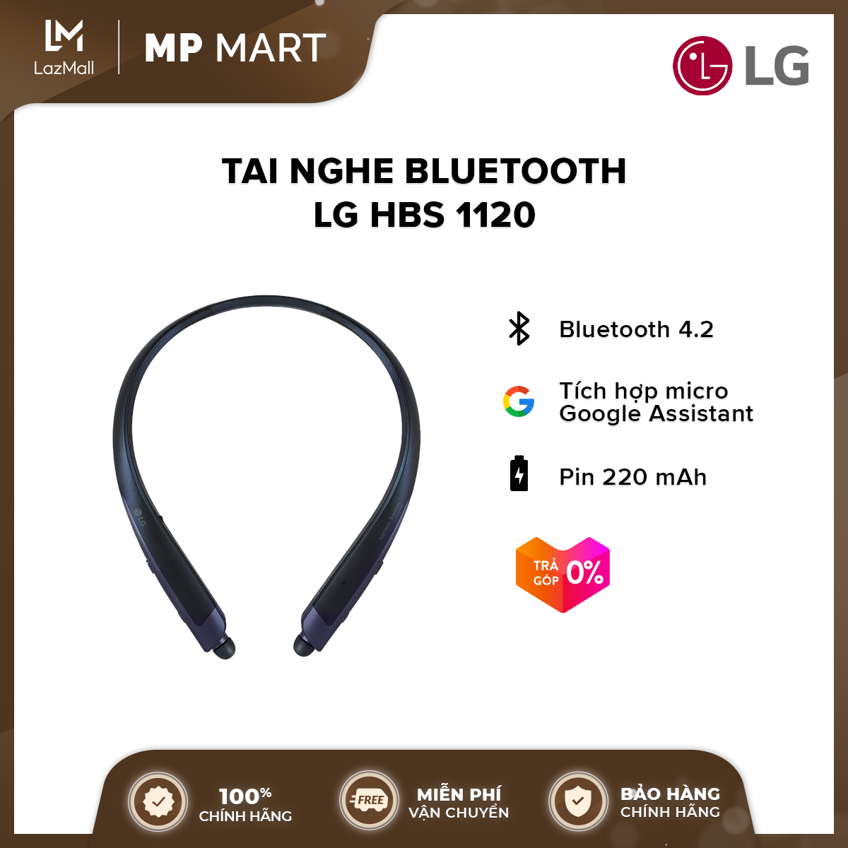 [FREESHIP] Tai Nghe Bluetooth Choàng Cổ LG HBS 1120