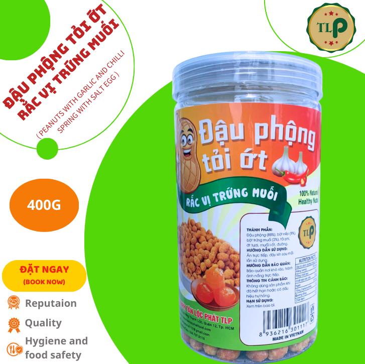 ĐẬU PHỘNG TỎI ỚT RẮC VỊ TRỨNG MUỐI TÂN LỘC PHÁT HŨ 400G