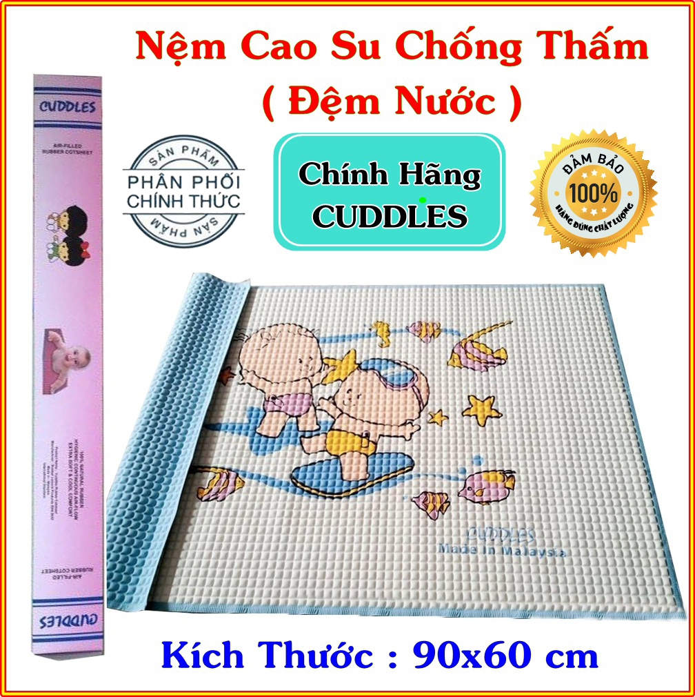 Đệm Nước Cho Bé - Tấm Lót Cuddles (90x60cm) Chống Thấm Siêu Tốt - Chiếu Cao Su cho Bé