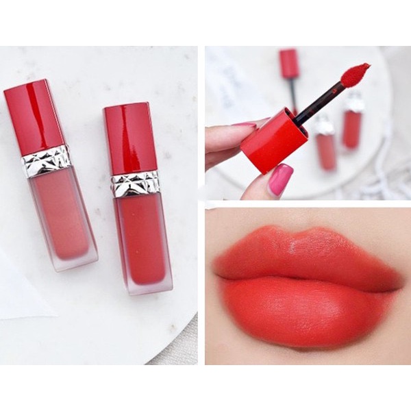 Son kem dior rouge dior ultra care liquid màu 749 d-light đỏ cam full box