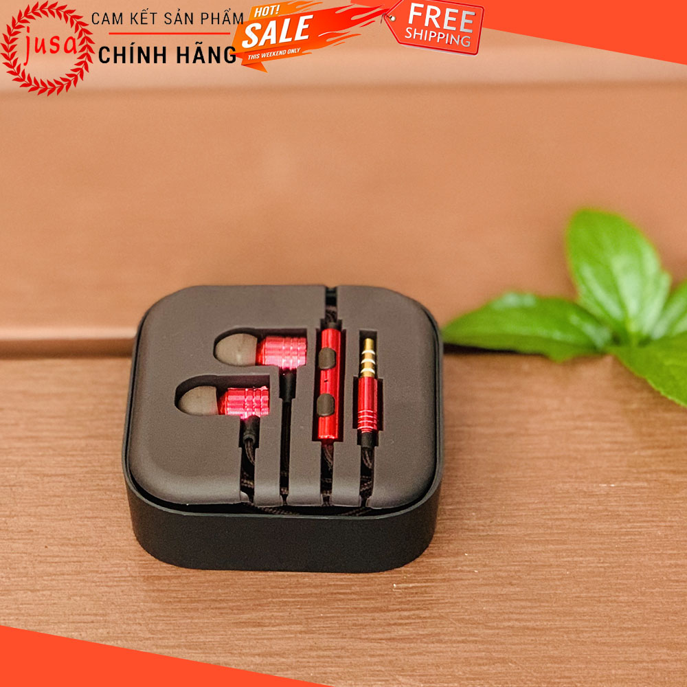 Tai nghe mi hộp meka nhiều màu cực đẹp treble bass cực hay nút silicon mềm mại giảm ồn cực tốt - jusa