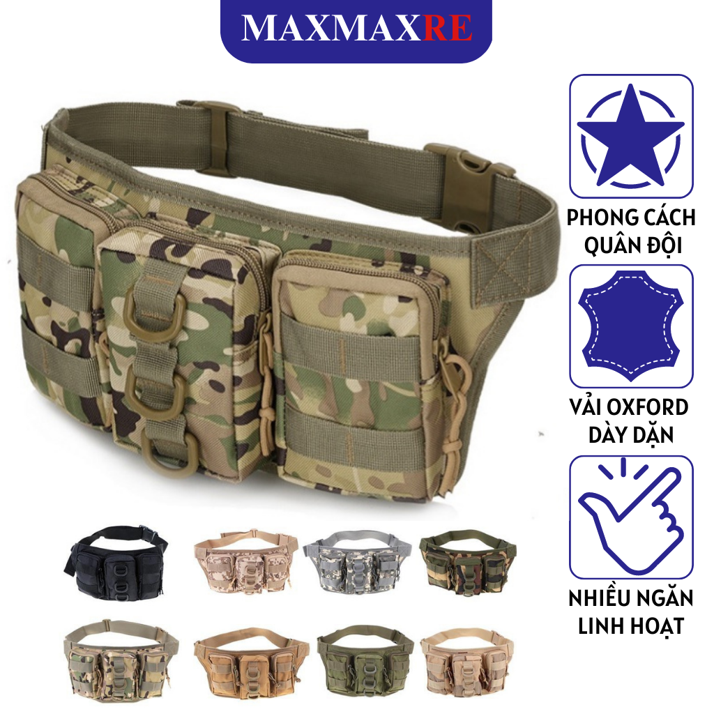 Túi đeo ngang hông 3 ngăn chống thấm nước siêu bền, túi đeo thắt lưng, túi đeo hông chiến thuật du lịch