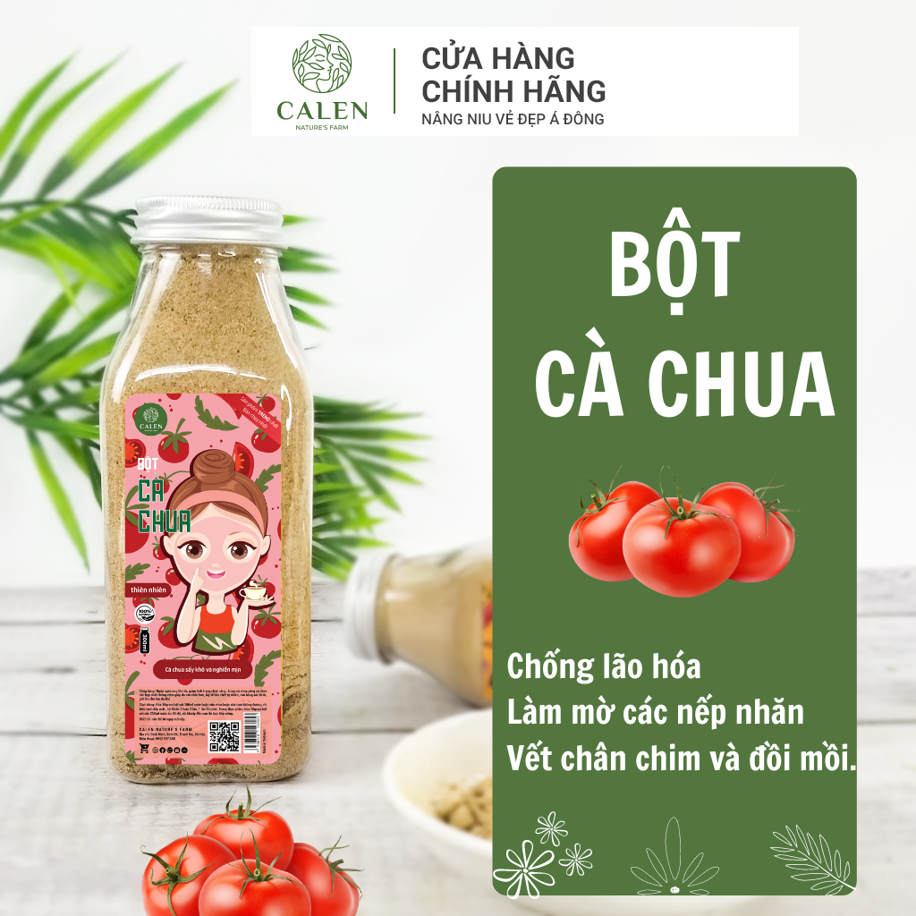 Bột cà chua nguyên chất, mặt nạ dưỡng da cà chua chống lão hoá, trắng da mờ viết châm chim Calen Nature Farm