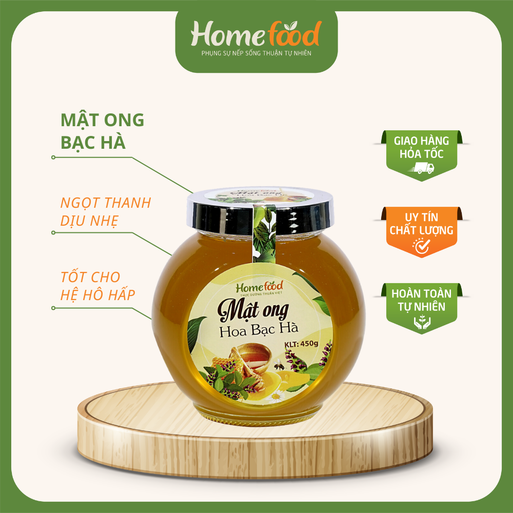 Mật ong bạc hà nguyên chất chai 500g/ Mật ong bạc hà tự nhiên