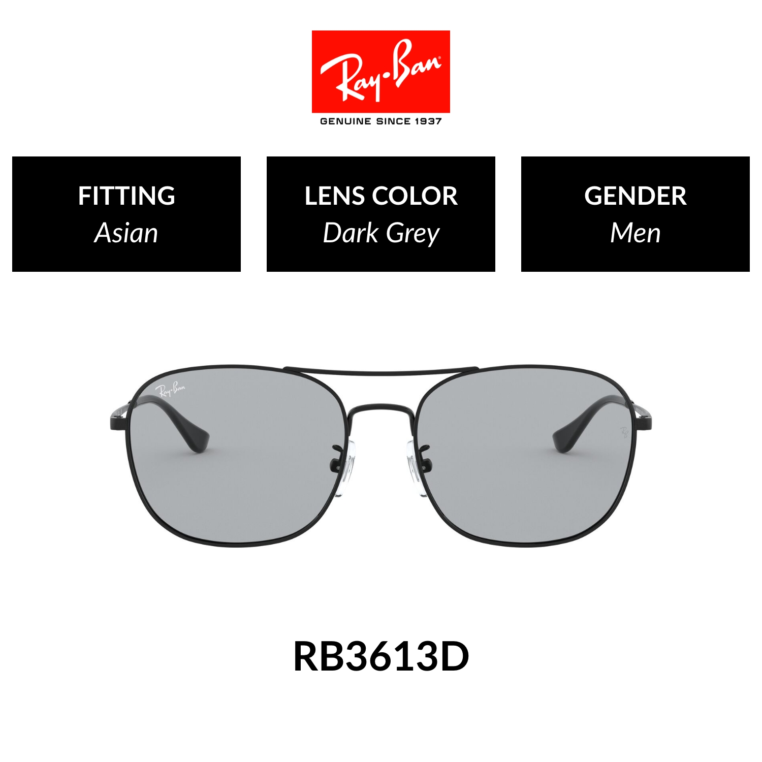 Mắt kính ray-ban - rb3613d 002/1 - kính mát size 58