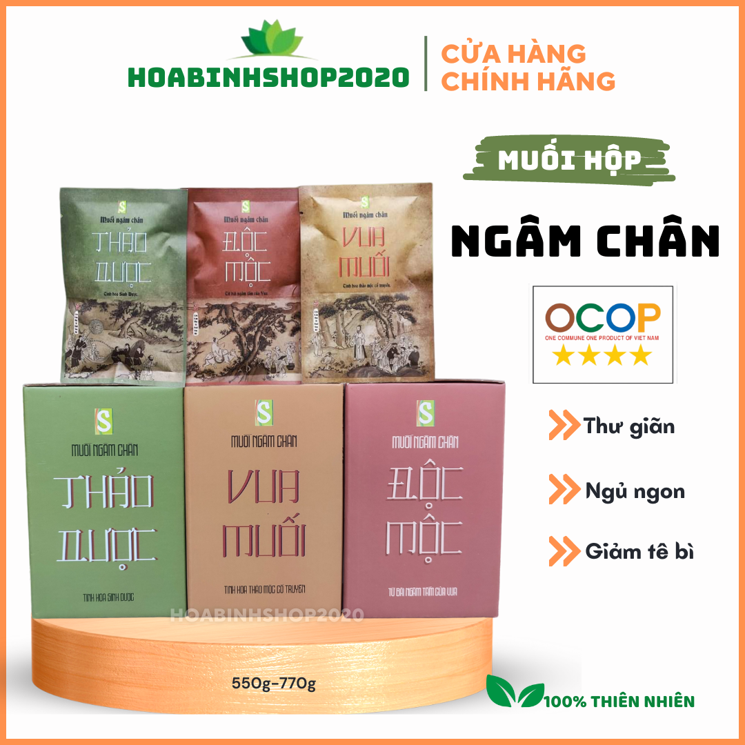 Muối Ngâm Chân Thảo dược HTX Sinh Dược, muối ngâm chân chia nhiều gói nhỏ tiện dụng