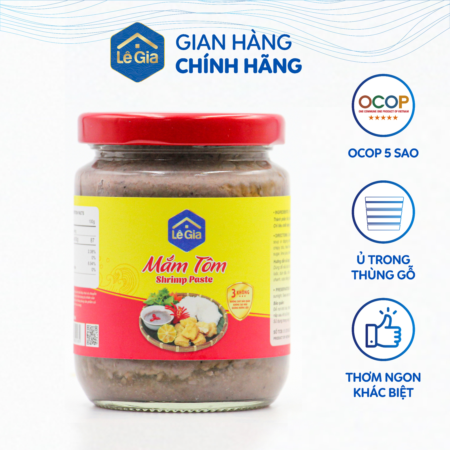Mắm tôm Lê Gia hũ thủy tinh 280ml