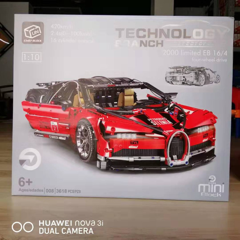 Đồ Chơi Lắp Ghép Mô Hình Siêu Xe Bugatti Chiron Màu Đỏ mini 008