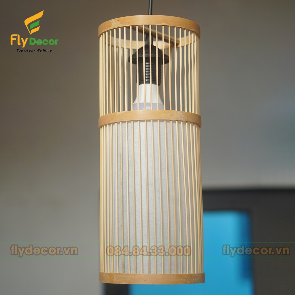 Đèn mây tre đan trang trí nhà hình trụ tròn cho quán cafe và sân vườn đẹp TT16M