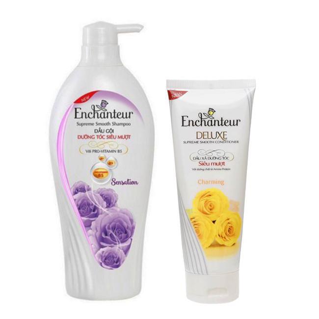 Dầu gội dưỡng tóc siêu mượt Enchanteur Sensation 650ml+Dầu xã 170ml