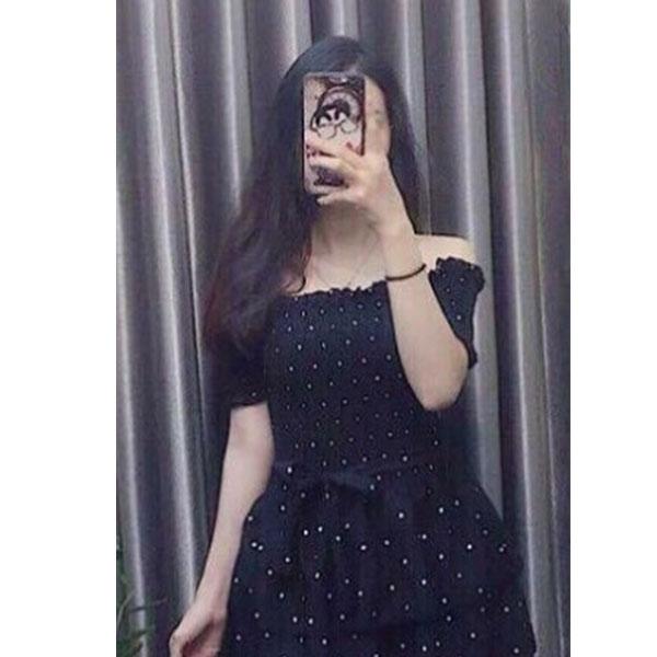Đầm 3 tầng trễ vai cột nơ