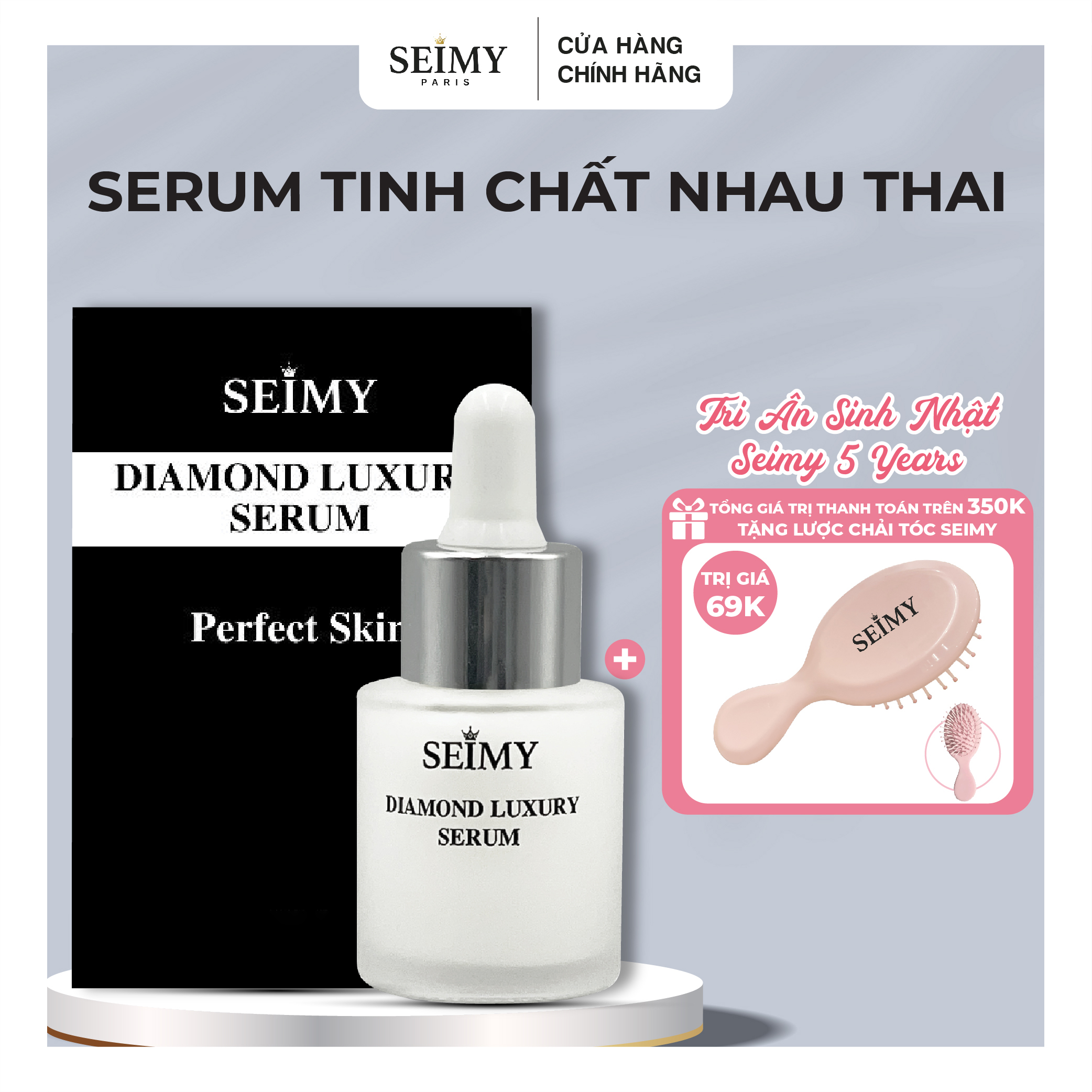 Serum tinh chất dưỡng da nhau thai cừu Seimy - Diamond Luxury giúp da siêu căng bóng, trẻ hoá làn da