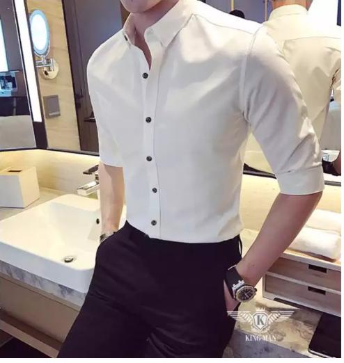 Áo sơ mi nam vải lụa nến không nhăn thời trang cao cấp - ANT02 Trắng
