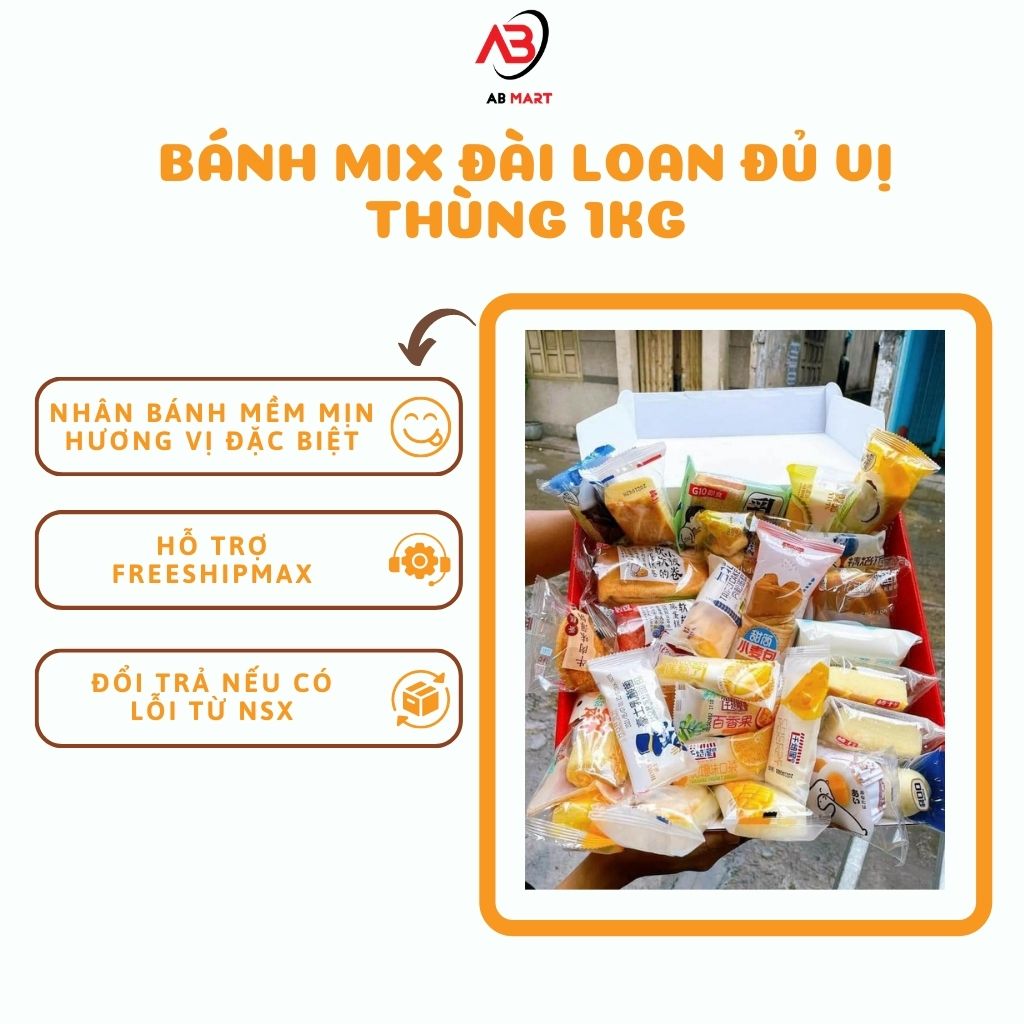 Bánh mix Đài Loan đủ vị thùng 1kg loại cao cấp