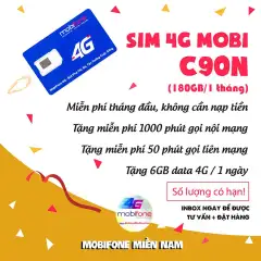 [HCM]Sim 4G 10 số Mobifone C90N Mỗi tháng Tặng 120GB + Miễn phí gọi 1000p nội mạng + 50p gọi ngoại mạng