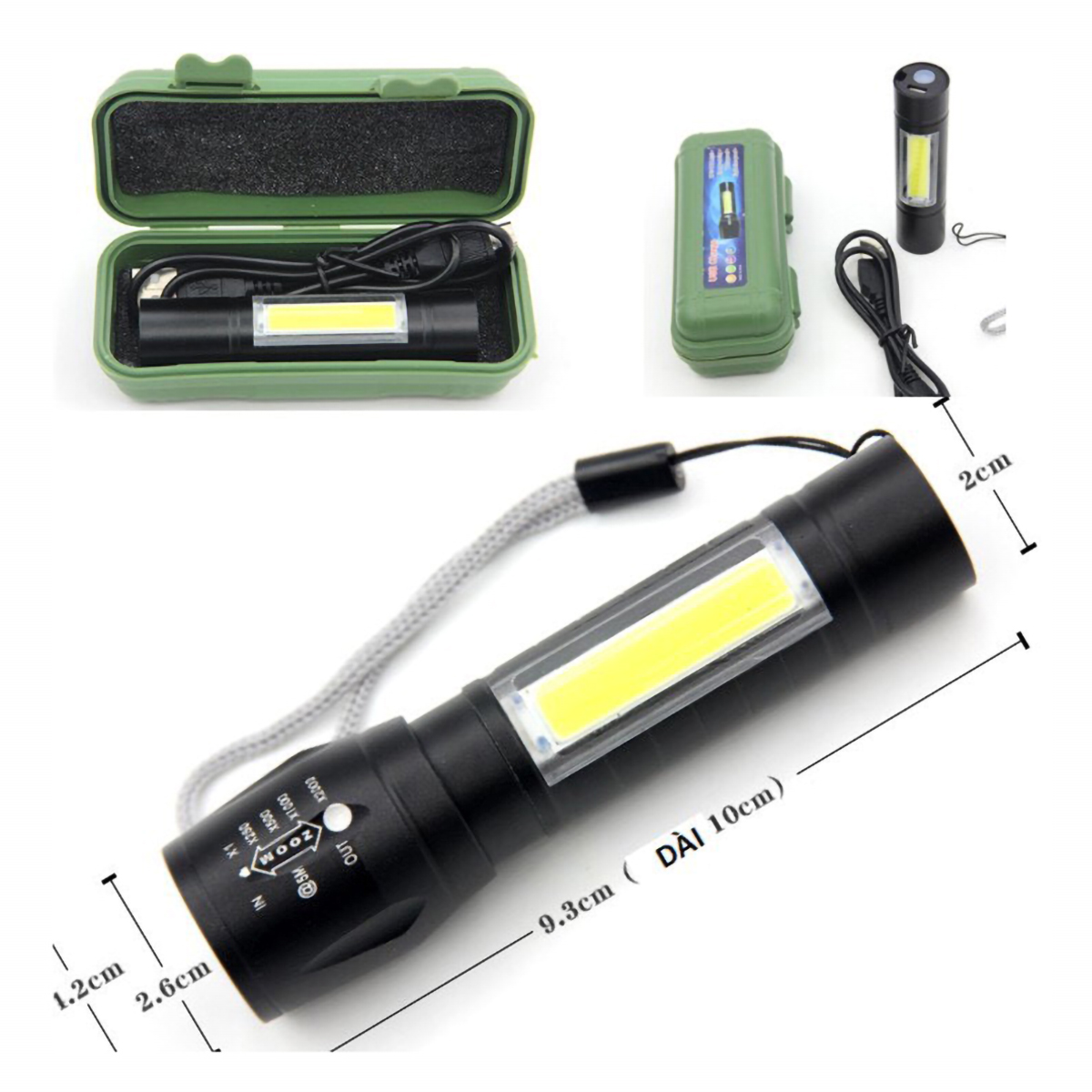 Đèn pin mini siêu sáng 3 chế độ sáng pin sạc