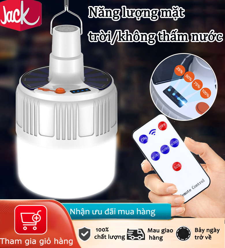 Jack Bóng đèn LED sạc năng lượng mặt trời với điều khiển từ xa cho gia đình cắm trại chợ đêm vv