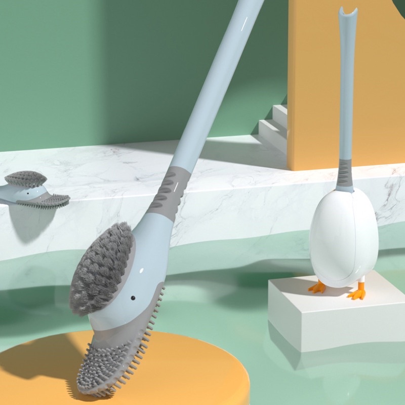 Cọ bồn cầu con vịt cọ tolet silicon kèm giá đỡ hình trứng