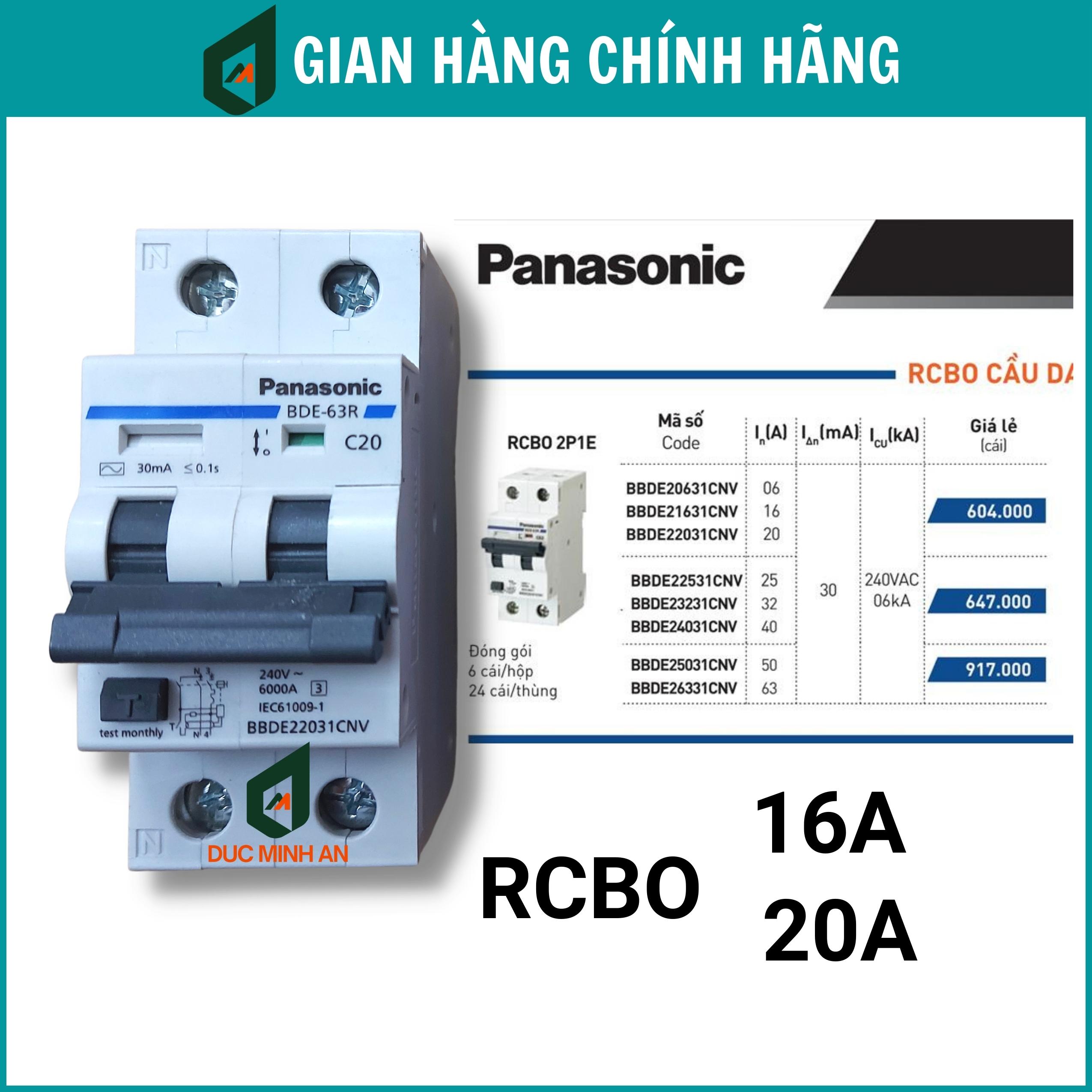 CB chống giật Panasonic 16A và 20A chính hãng