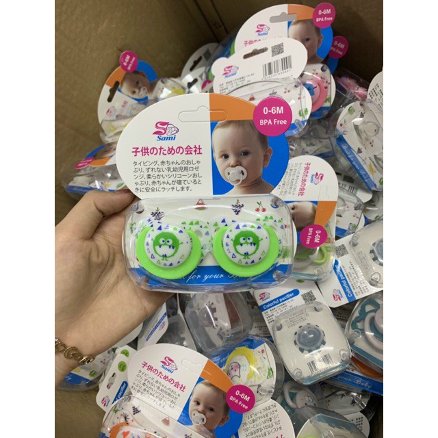 Set 02 ti giả, núm ti Sami giúp bé ngủ ngon giấc, chất liệu silicon an toàn cho bé sơ sinh
